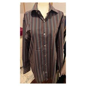 Banana Republic Striped Black and Red Men's collared Shirt